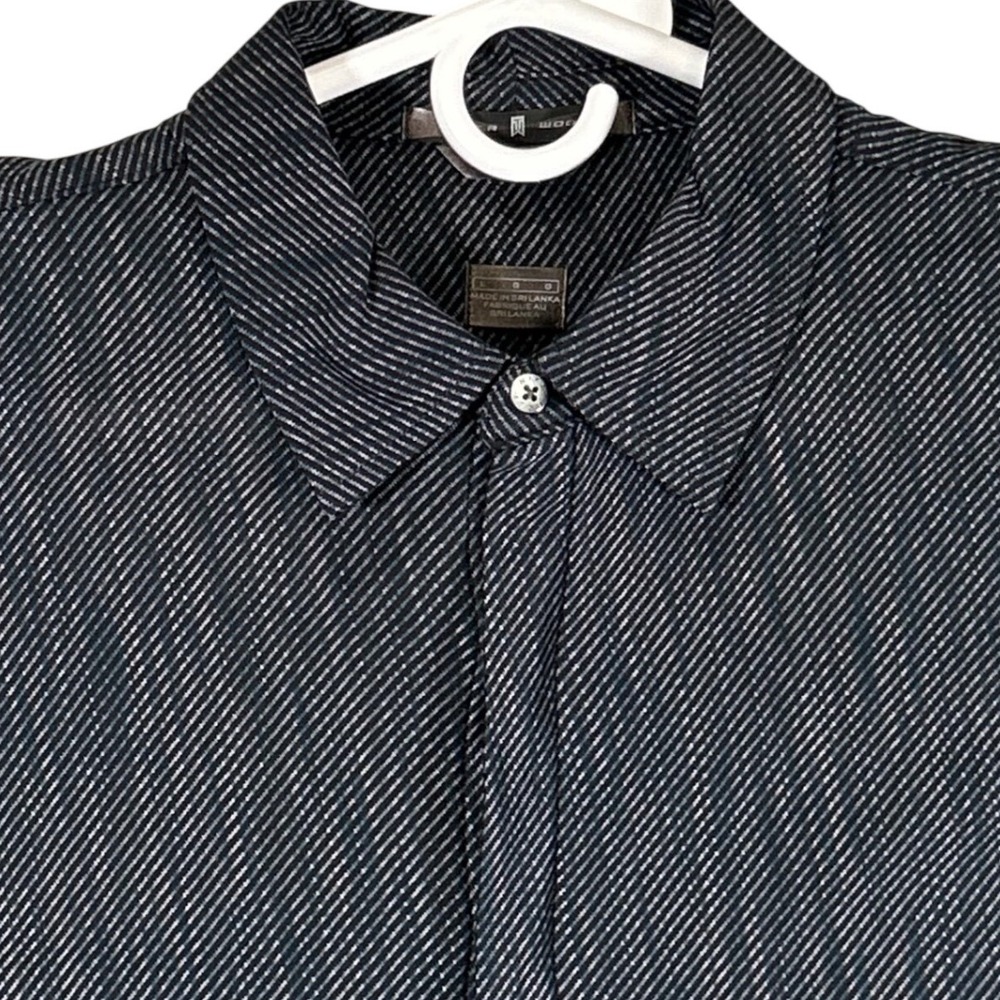 Nike Tiger Woods Collection Mens Large Blue Stripe Mercerized Cotton Golf Shirt